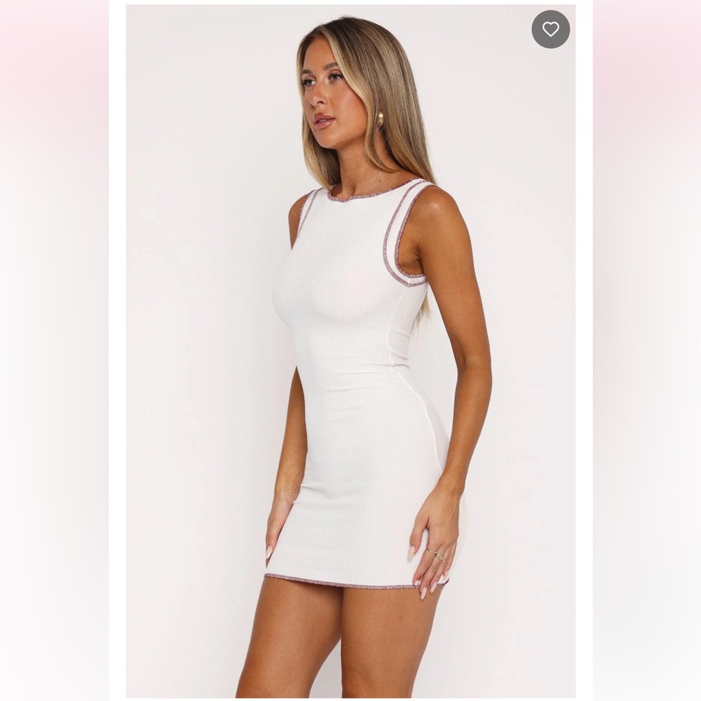 White Fox Boutique Chill Mode Ribbed Mini Dress Cream - Picture 5 of 8